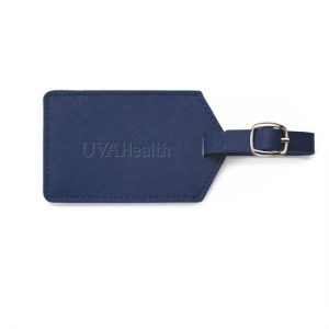 UVA Health System Luggage Tag, Leather Navy Deboss Logo - 11 POINTS