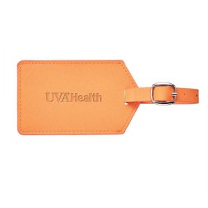 UVA Health System Luggage Tag, Leather Orange Deboss Logo - 11 POINTS