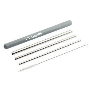 Straw set, Stainless 3pk Gray With Case - 6 POINTS